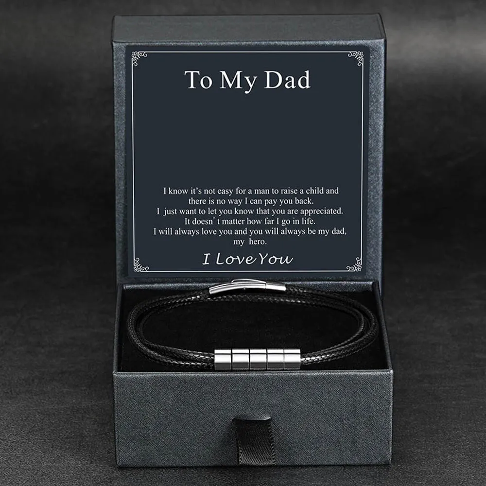 Customized Name Braided Leather Bracelet With Beads Gift for Men Dad Husband sold by FaithHeart