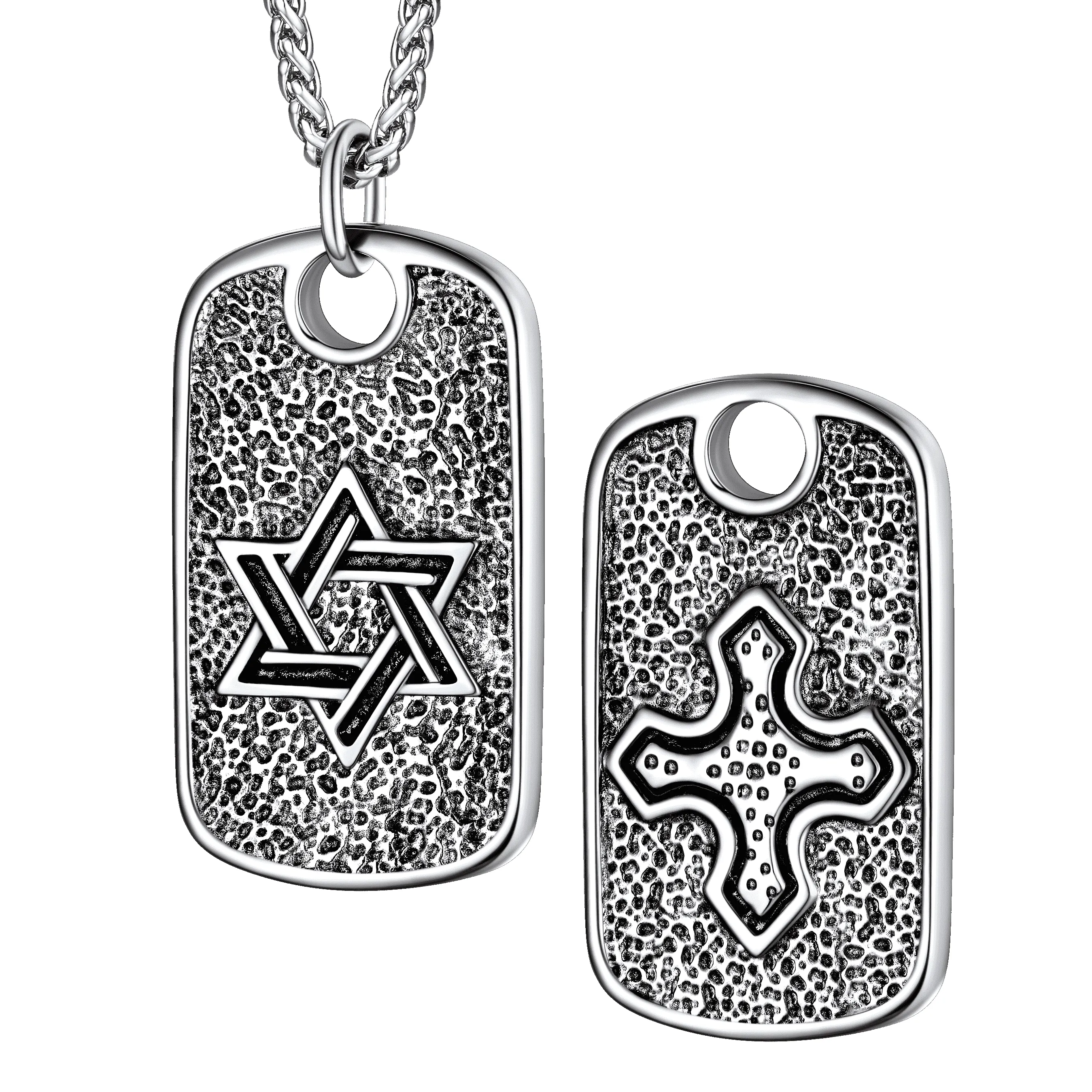Hebrew Jewish Star of David Dog Tag Necklace with Knight Cross sold by FaithHeart