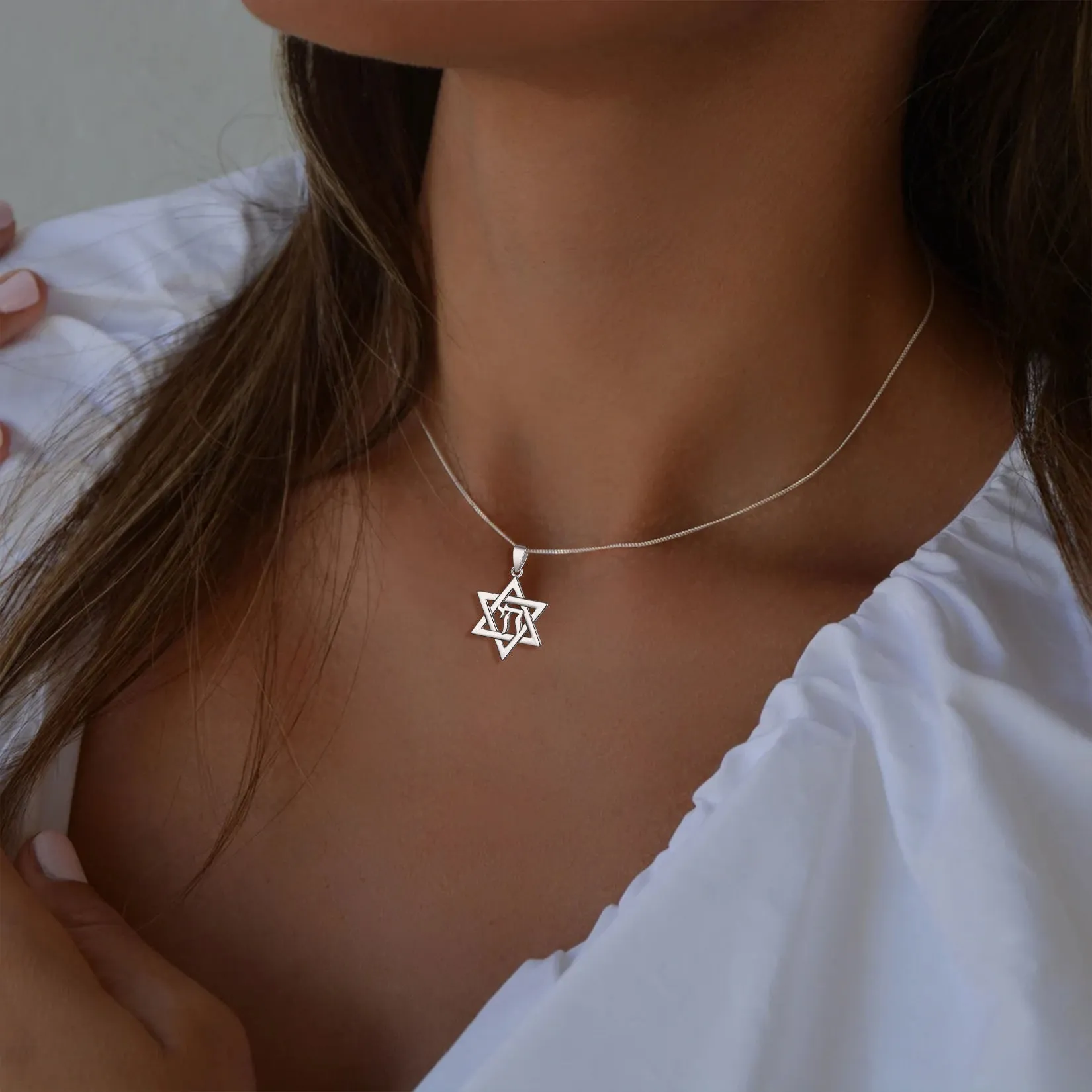 Silver Hebrew Jewish Pendant Necklace for Women sold by FaithHeart product image thumbnail 4