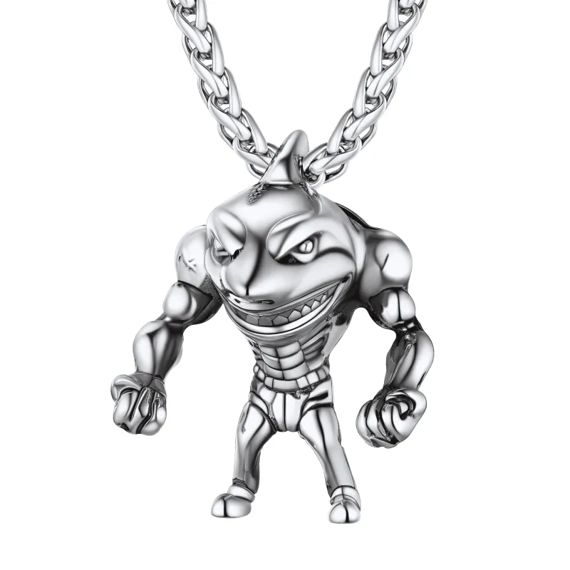 Punk Masculine Shark Necklace in Stainless Steel sold by FaithHeart