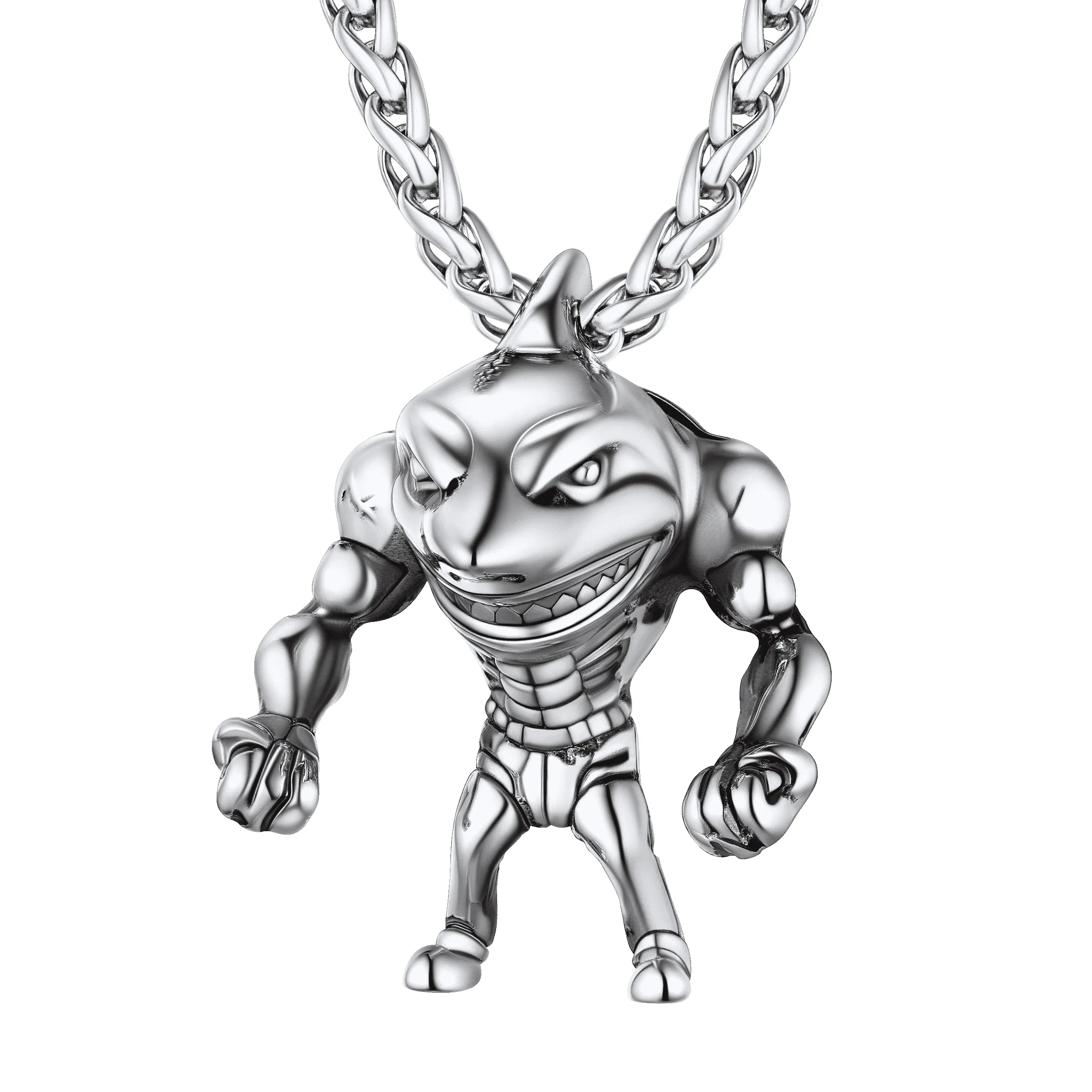 Punk Masculine Shark Necklace in Stainless Steel sold by FaithHeart