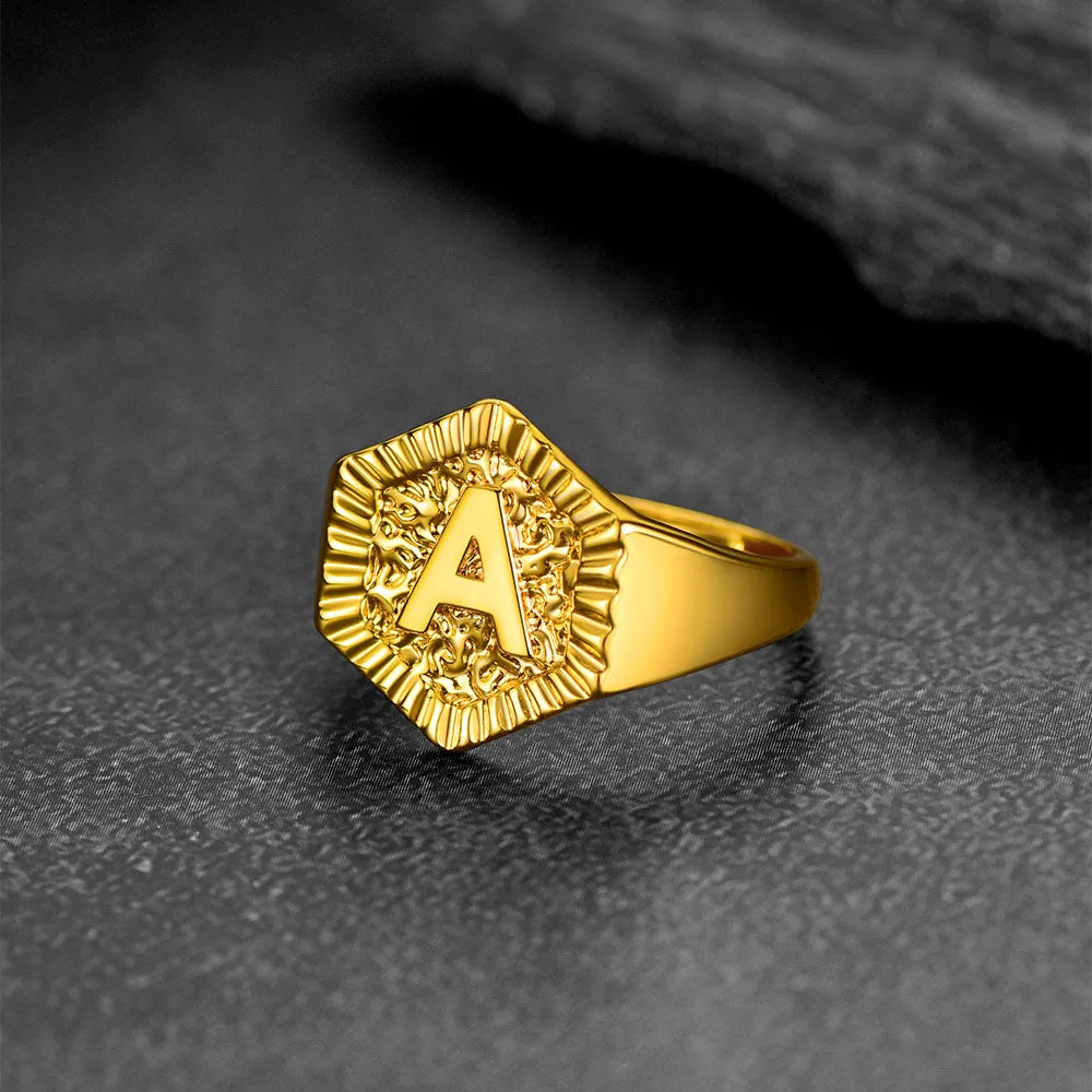 FaithHeart Initial Signet Ring For Unisex Wedding Band sold by FaithHeart product image thumbnail 3