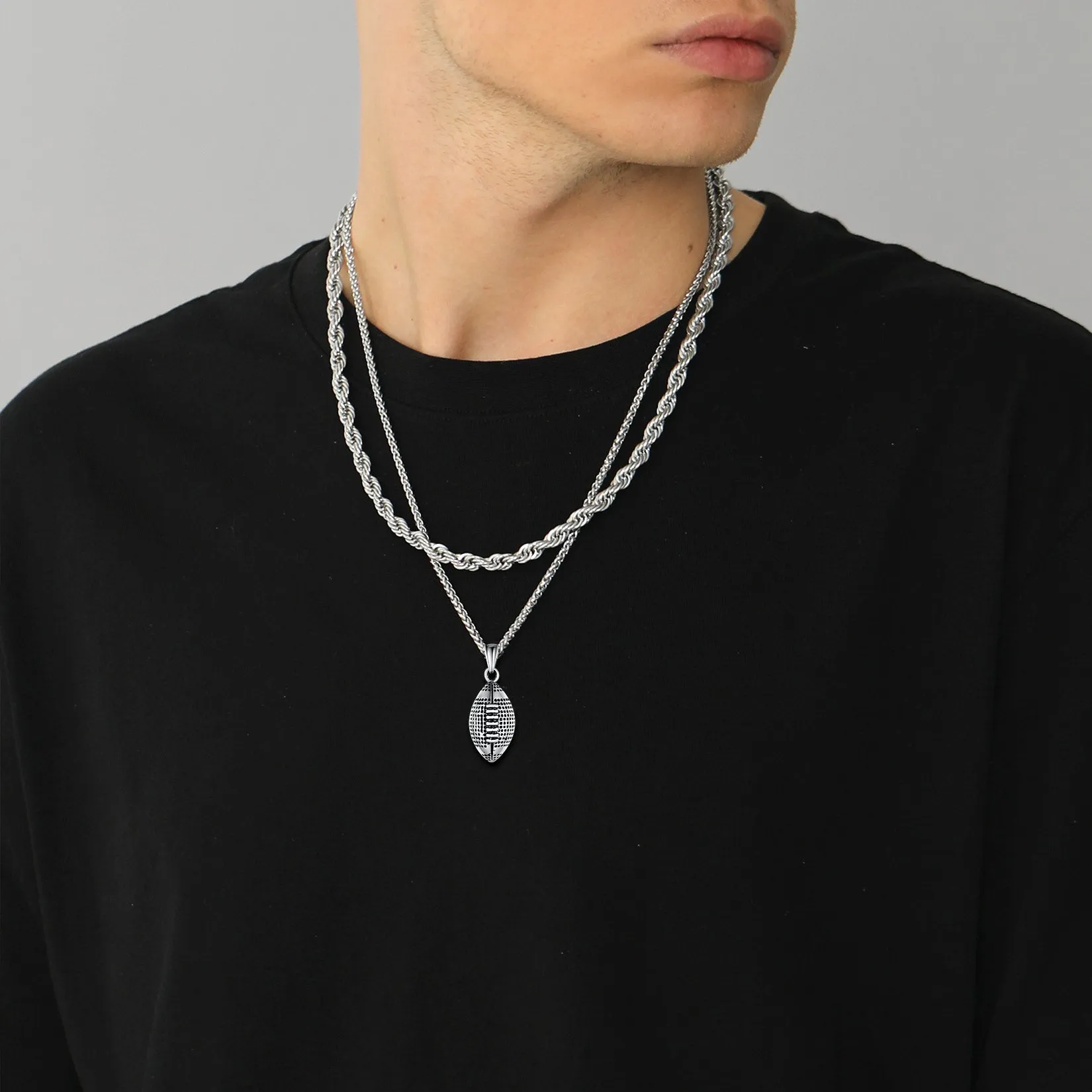 3D American Football Pendant Necklace for Men Women sold by FaithHeart product image thumbnail 3