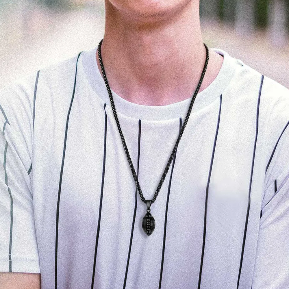 3D American Football Pendant Necklace for Men Women sold by FaithHeart product image thumbnail 4