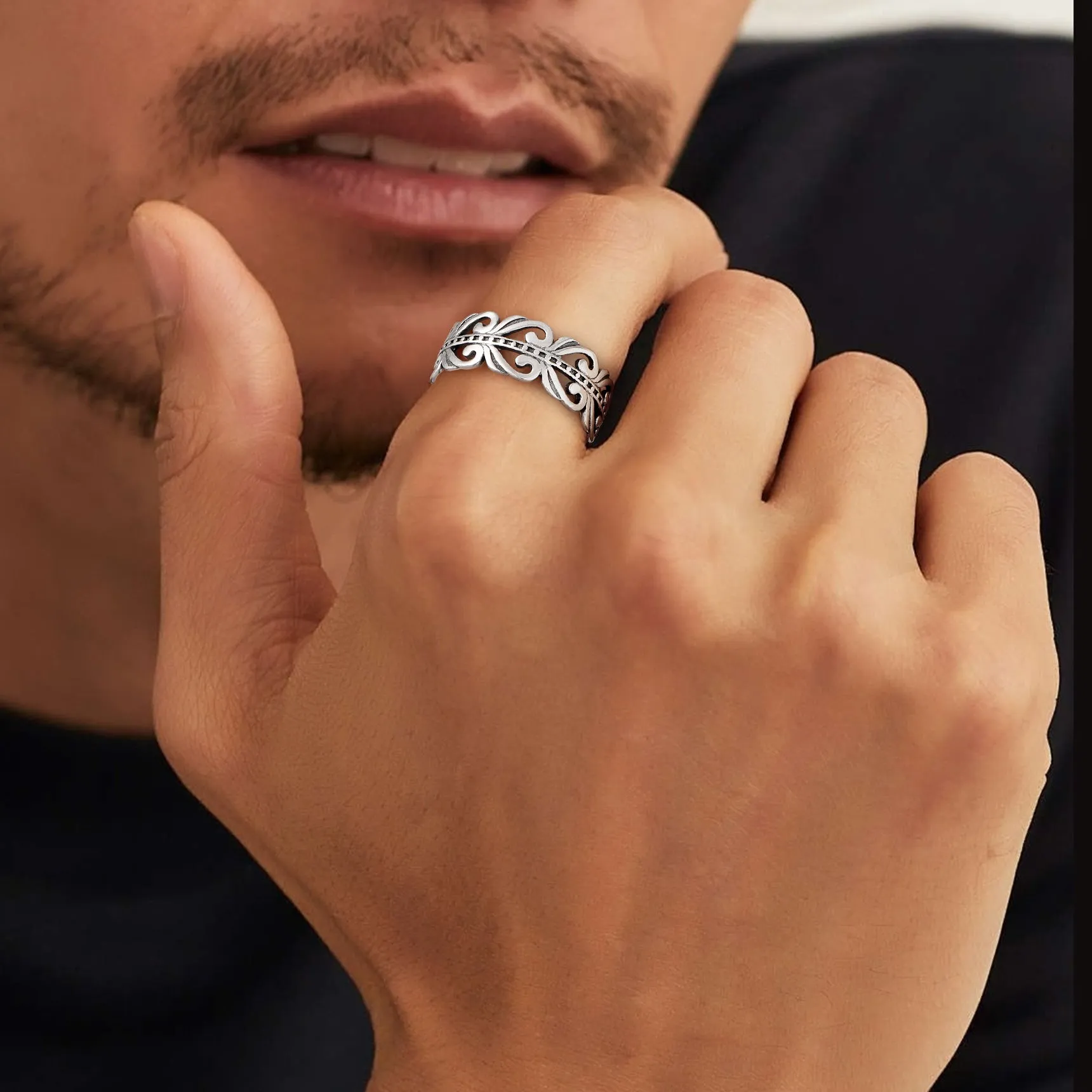 Sterling Silver Celtic Knot Filigree Vine Leaf Ring for Women sold by FaithHeart product image thumbnail 3