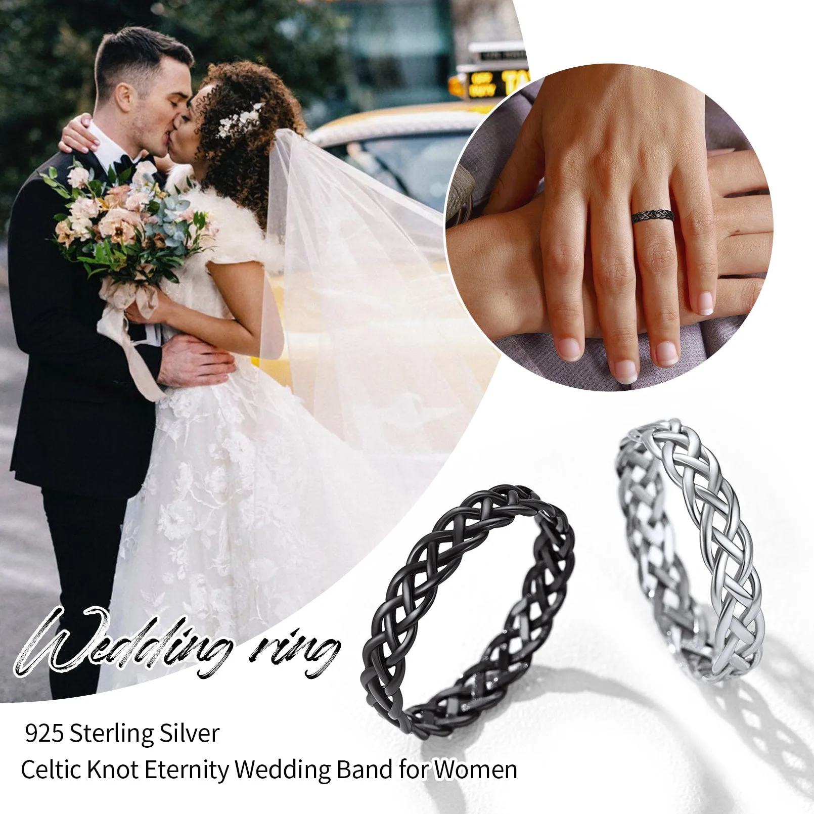 Sterling Silver Celtic Knot Wedding Band Ring for Women sold by FaithHeart product image thumbnail 2