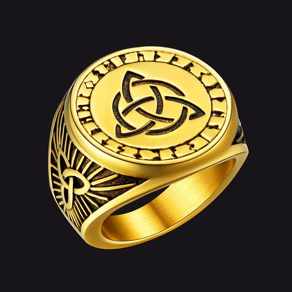 Flash Sale Viking Celtic Trinity Knot Signet Ring for Men sold by FaithHeart product image thumbnail 4