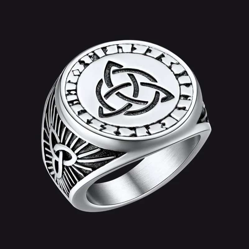 Flash Sale Viking Celtic Trinity Knot Signet Ring for Men sold by FaithHeart