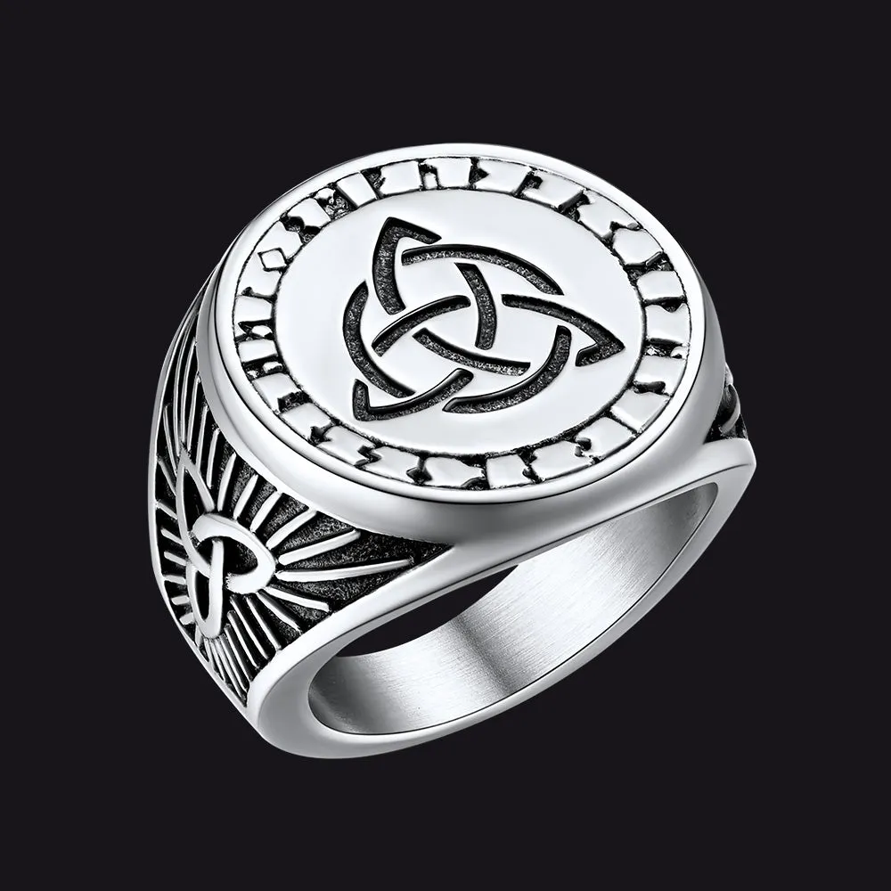 Flash Sale Viking Celtic Trinity Knot Signet Ring for Men sold by FaithHeart