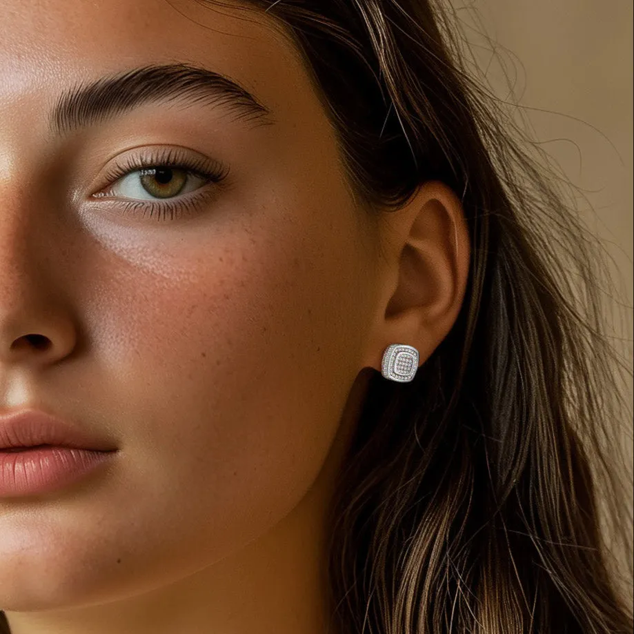 Sterling Silver Cushion Cut Diamond Stud Earrings for Men Women sold by FaithHeart product image thumbnail 5