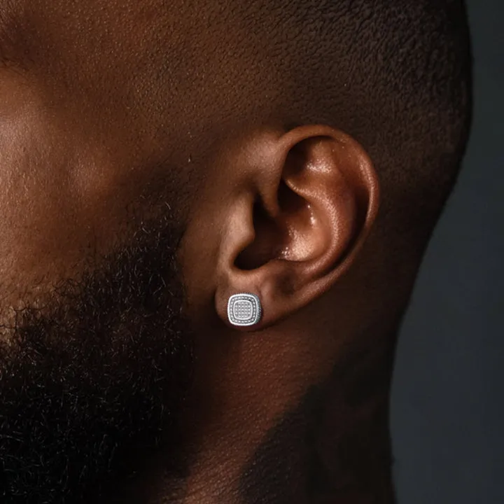 Sterling Silver Cushion Cut Diamond Stud Earrings for Men Women sold by FaithHeart product image thumbnail 2