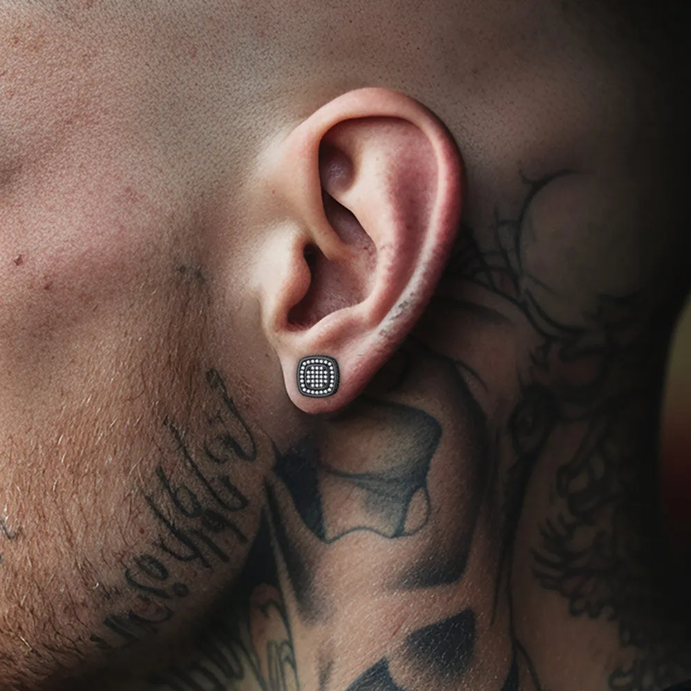 Sterling Silver Cushion Cut Diamond Stud Earrings for Men Women sold by FaithHeart product image thumbnail 3