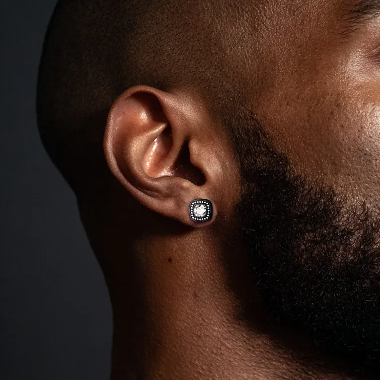 6mm Cushion Cut Diamond Halo Stud Earrings in Sterling Silver sold by FaithHeart product image thumbnail 3