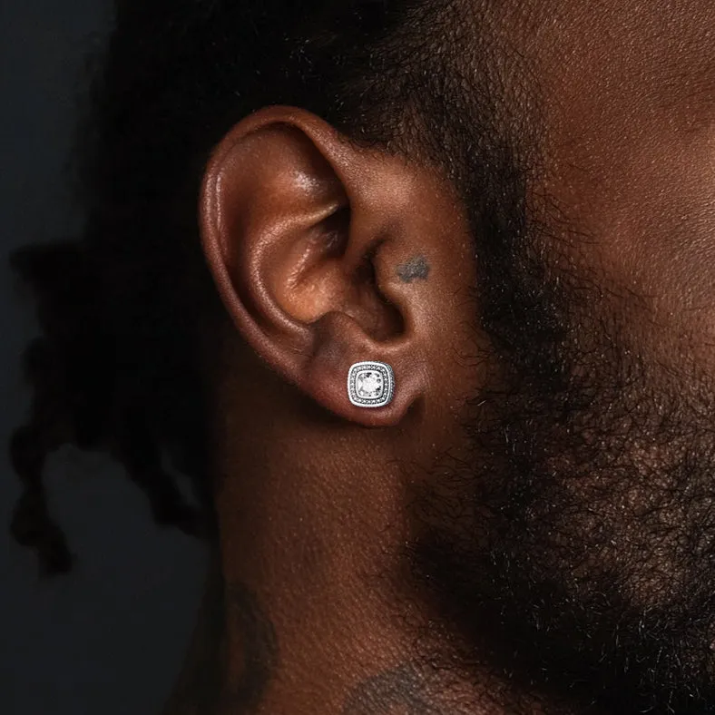 6mm Cushion Cut Diamond Halo Stud Earrings in Sterling Silver sold by FaithHeart product image thumbnail 2