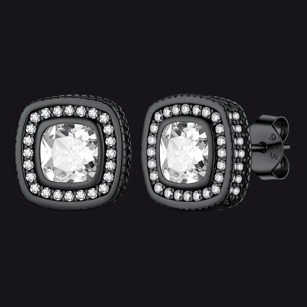 6mm Cushion Cut Diamond Halo Stud Earrings in Sterling Silver sold by FaithHeart