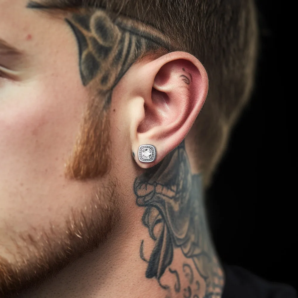 6mm Cushion Cut Diamond Halo Stud Earrings in Sterling Silver sold by FaithHeart product image thumbnail 5