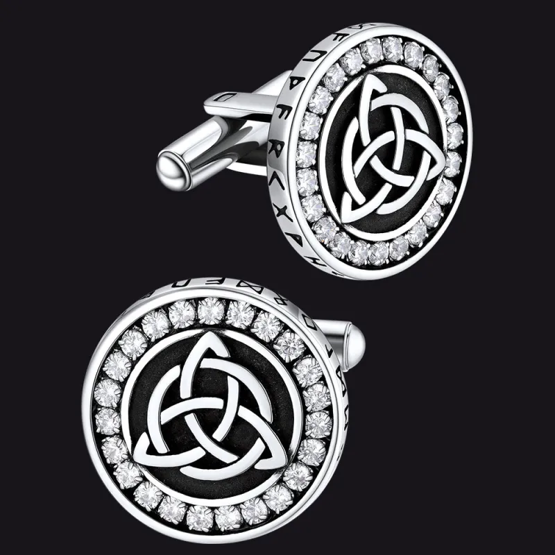Viking Rune Celtic Knot Cufflinks With Cubic Zirconia sold by FaithHeart