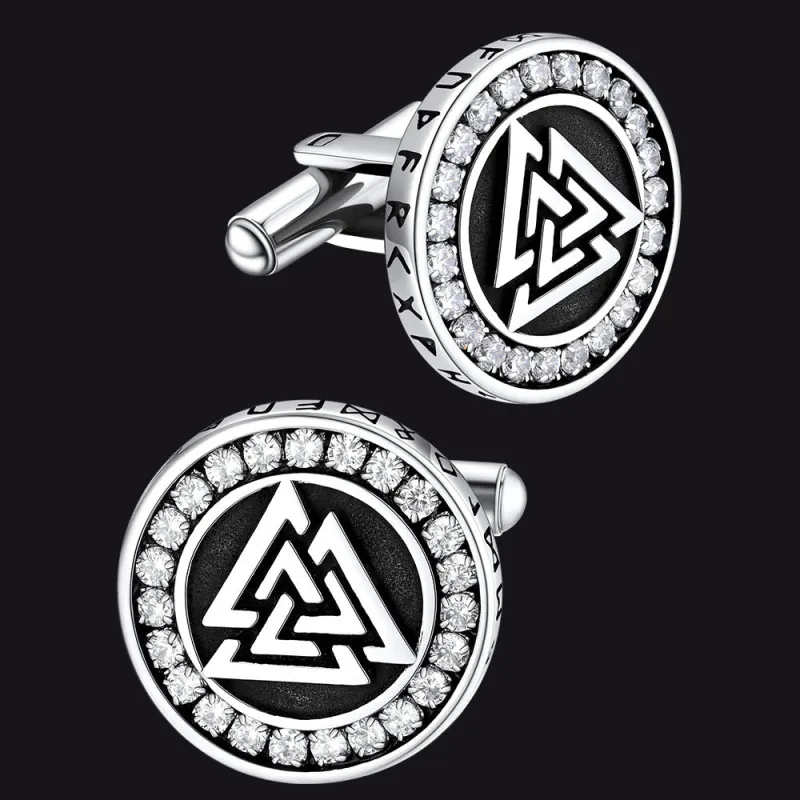 Viking Valknut Cufflinks With Cubic Zirconia sold by FaithHeart