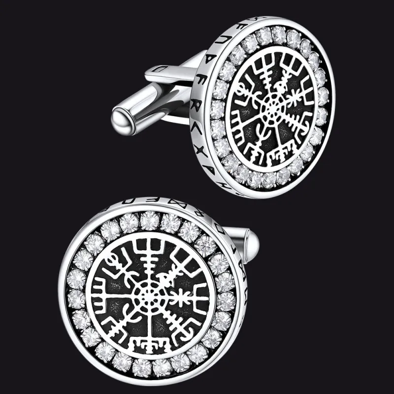 Nordic Viking Vegvisir Compass Cufflinks for Men sold by FaithHeart