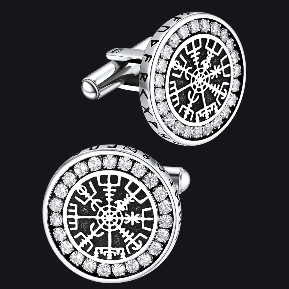 Nordic Viking Vegvisir Compass Cufflinks for Men sold by FaithHeart