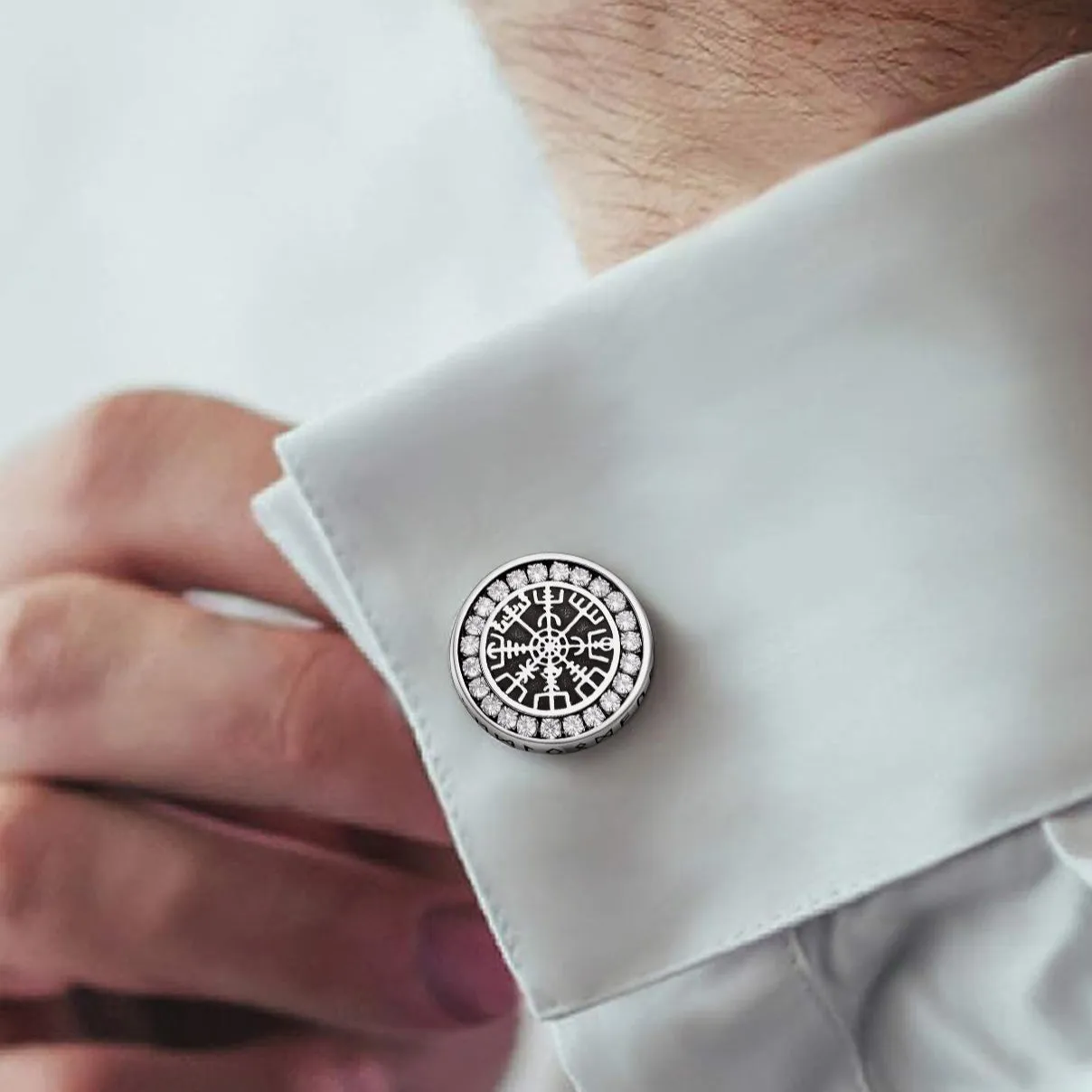 Nordic Viking Vegvisir Compass Cufflinks for Men sold by FaithHeart product image thumbnail 2