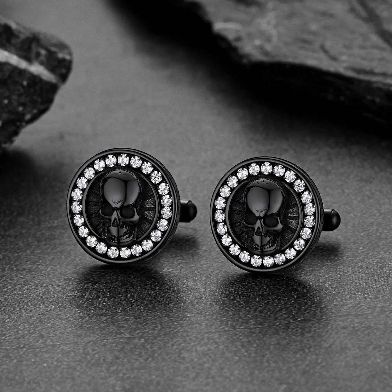 Cool Skull Cufflinks With Cubic Zirconia for Men sold by FaithHeart product image thumbnail 5