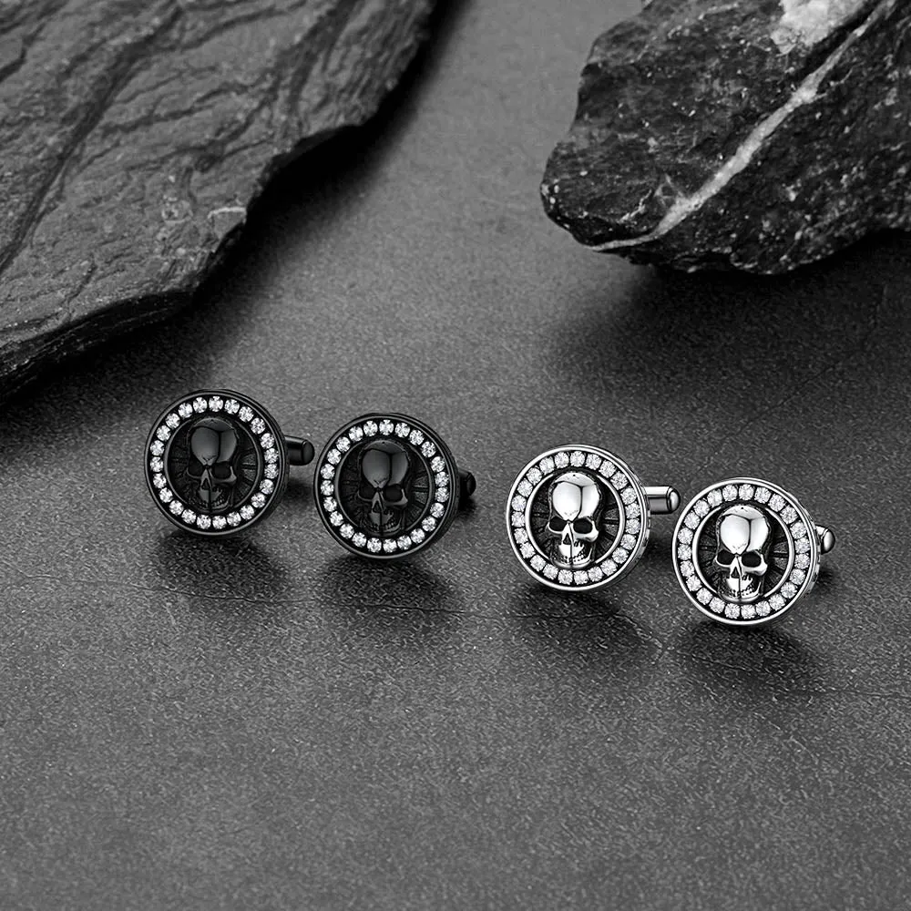 Cool Skull Cufflinks With Cubic Zirconia for Men sold by FaithHeart product image thumbnail 4