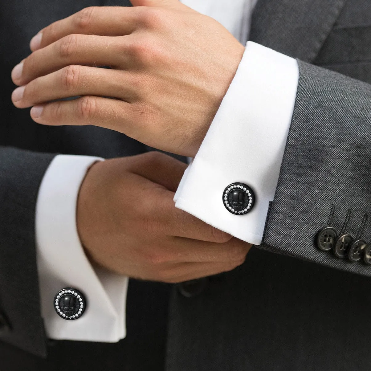 Cool Skull Cufflinks With Cubic Zirconia for Men sold by FaithHeart product image thumbnail 3