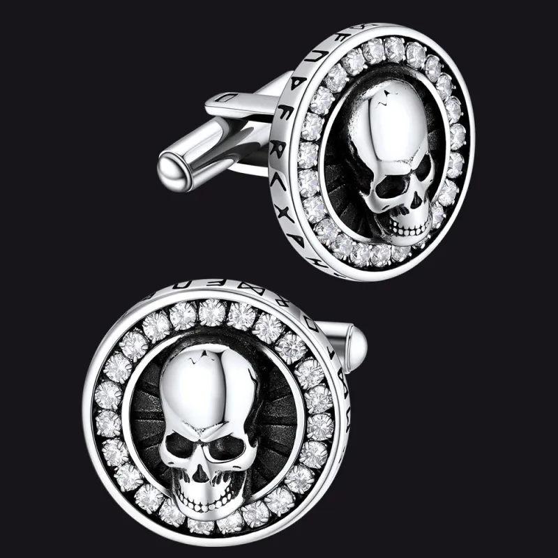 Cool Skull Cufflinks With Cubic Zirconia for Men sold by FaithHeart