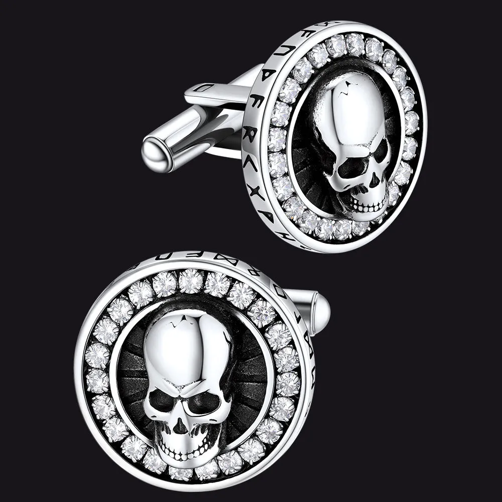 Cool Skull Cufflinks With Cubic Zirconia for Men sold by FaithHeart
