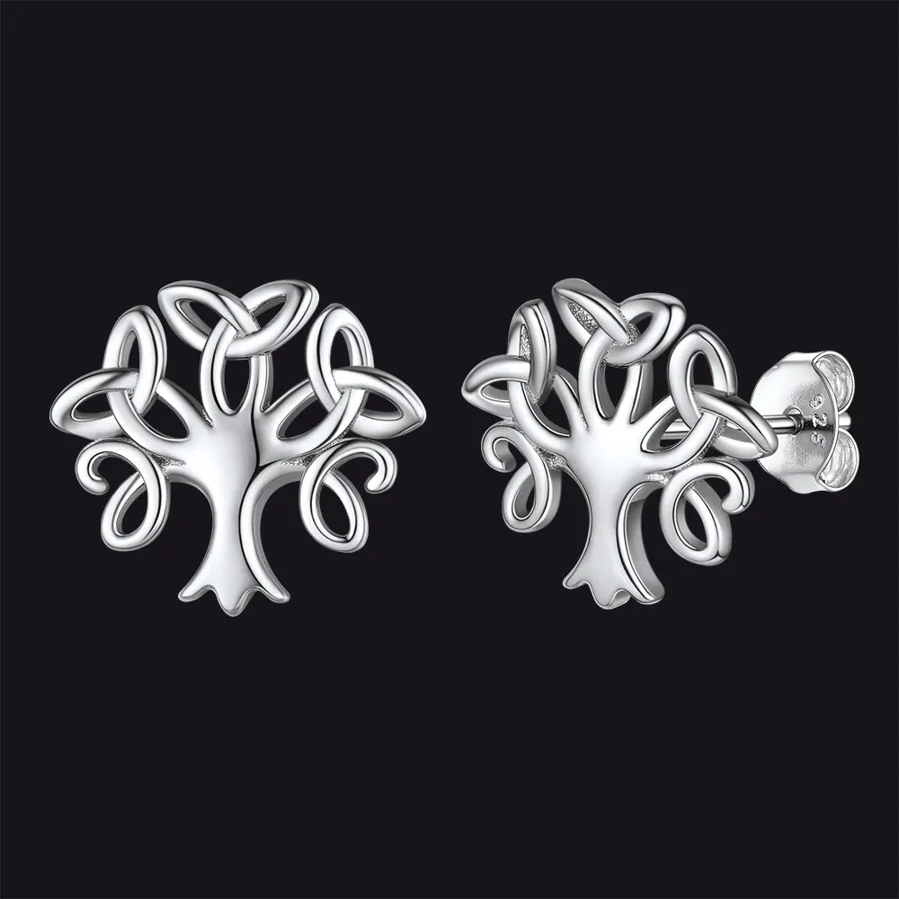 Silver Celtic Knot Tree of Life Stud Earrings for Women sold by FaithHeart