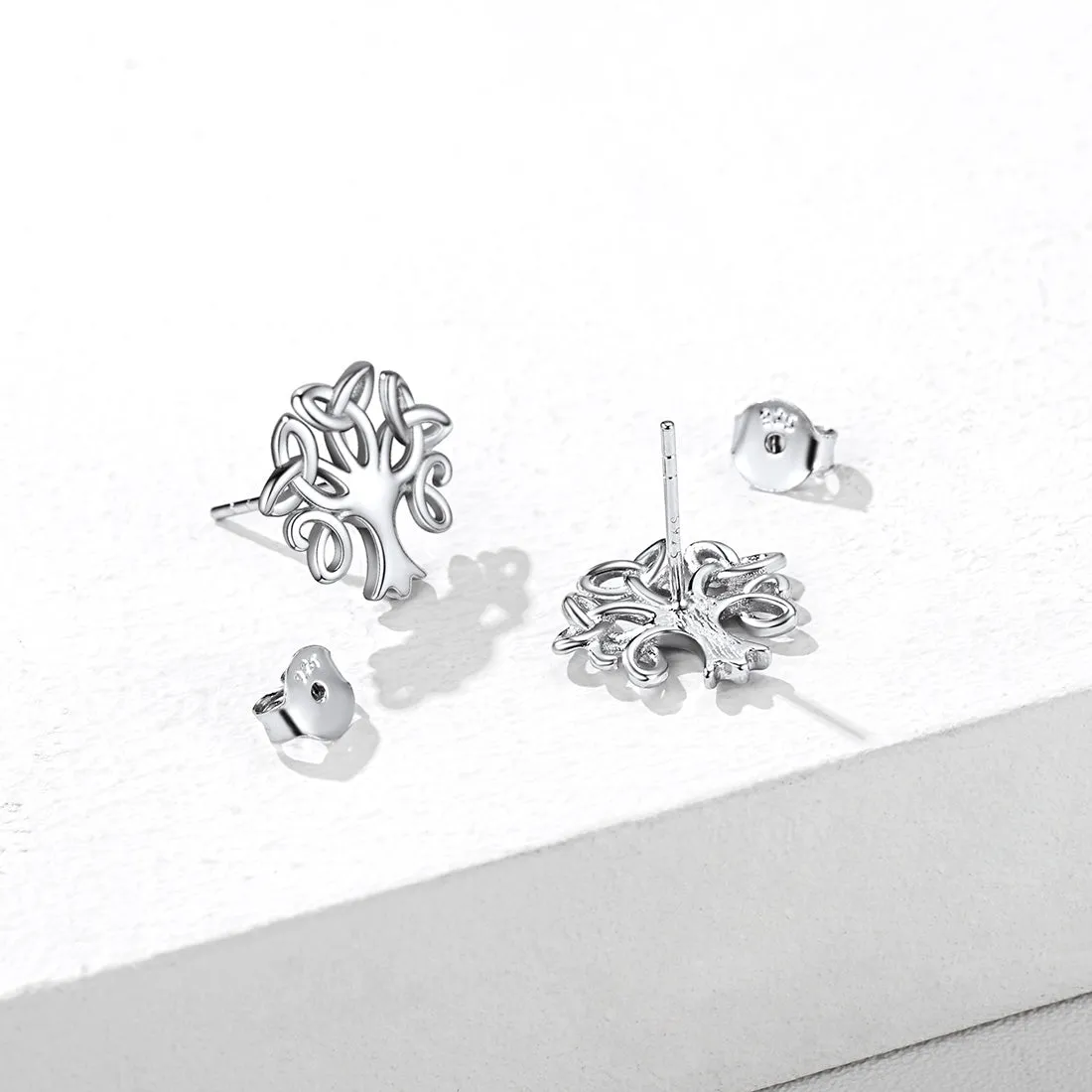 Silver Celtic Knot Tree of Life Stud Earrings for Women sold by FaithHeart product image thumbnail 5