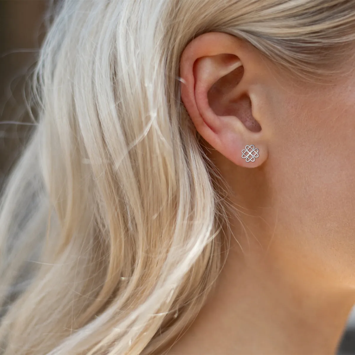 Silver Celtic Love Knot Stud Earrings for Women sold by FaithHeart product image thumbnail 5