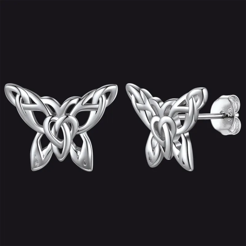 Silver Celtic Butterfly Stud Earrings for Women sold by FaithHeart