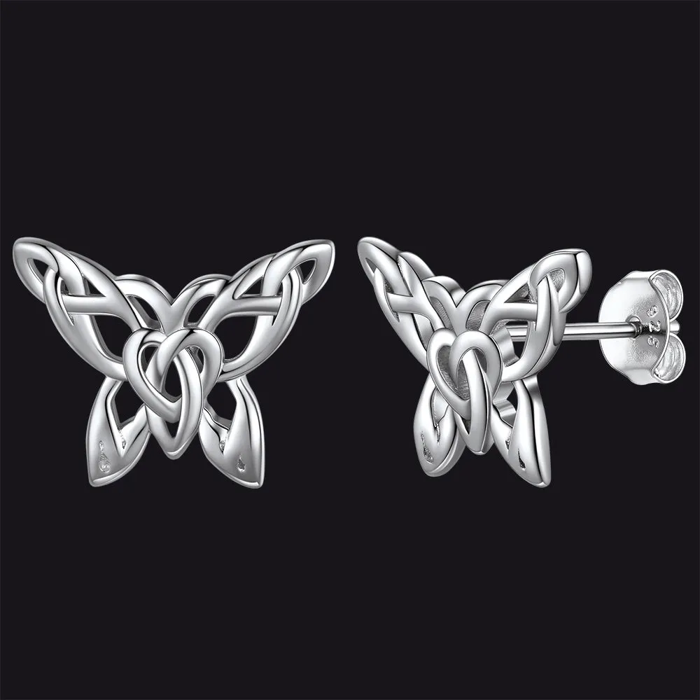 Silver Celtic Butterfly Stud Earrings for Women sold by FaithHeart