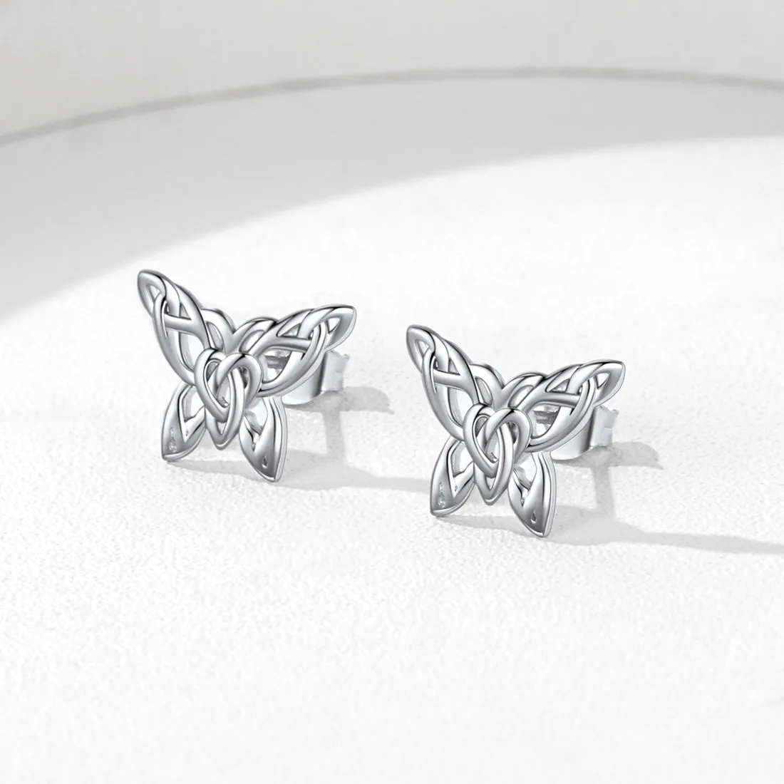 Silver Celtic Butterfly Stud Earrings for Women sold by FaithHeart product image thumbnail 4