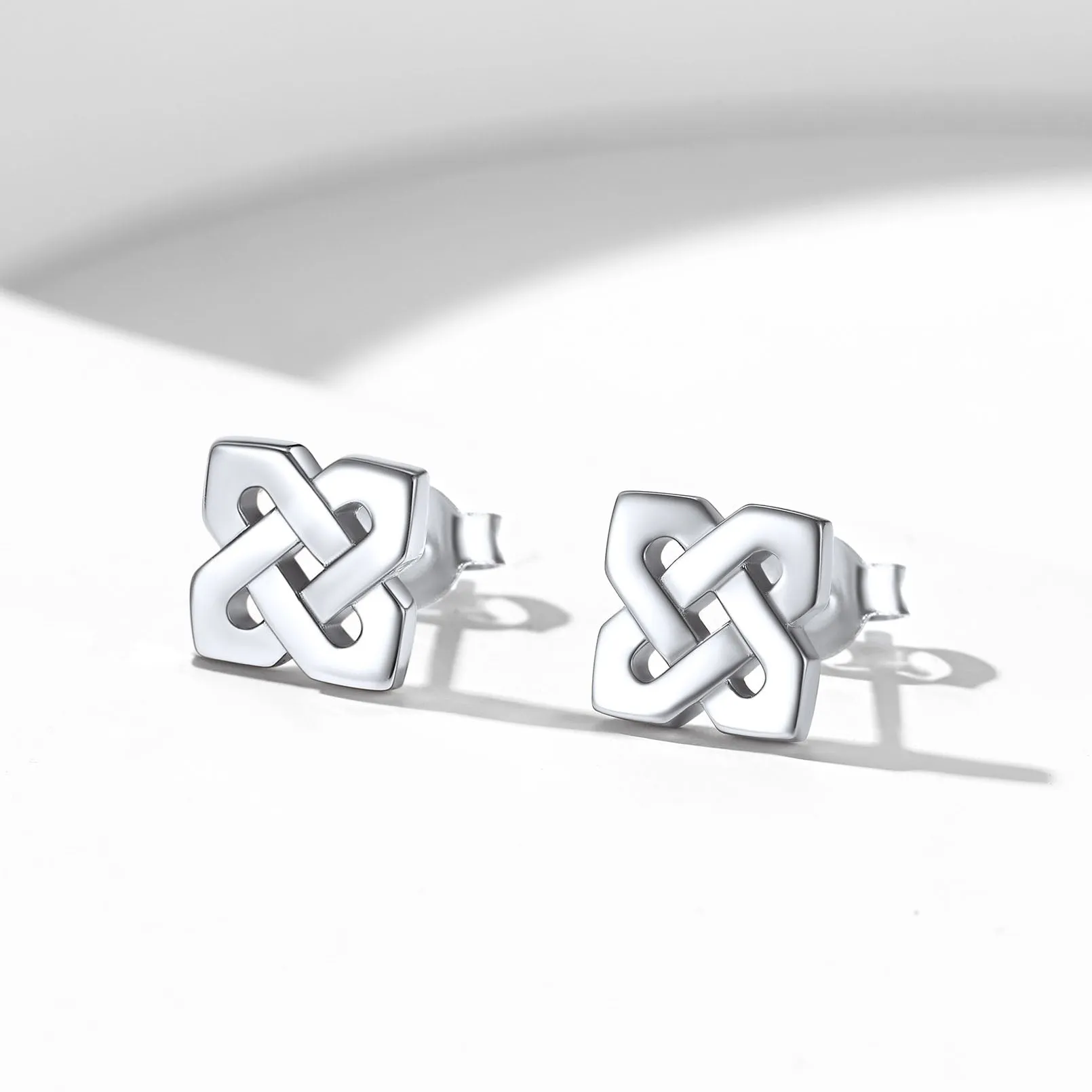 Celtic Knot Stud Earrings for Women in Sterling Silver sold by FaithHeart product image thumbnail 4