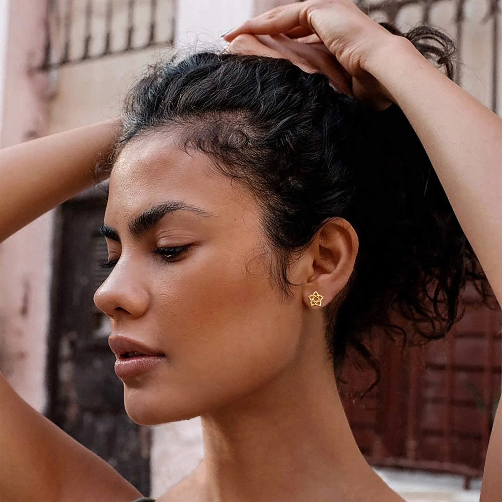 Celtic Pentagram Stud Earrings for Women sold by FaithHeart product image thumbnail 2