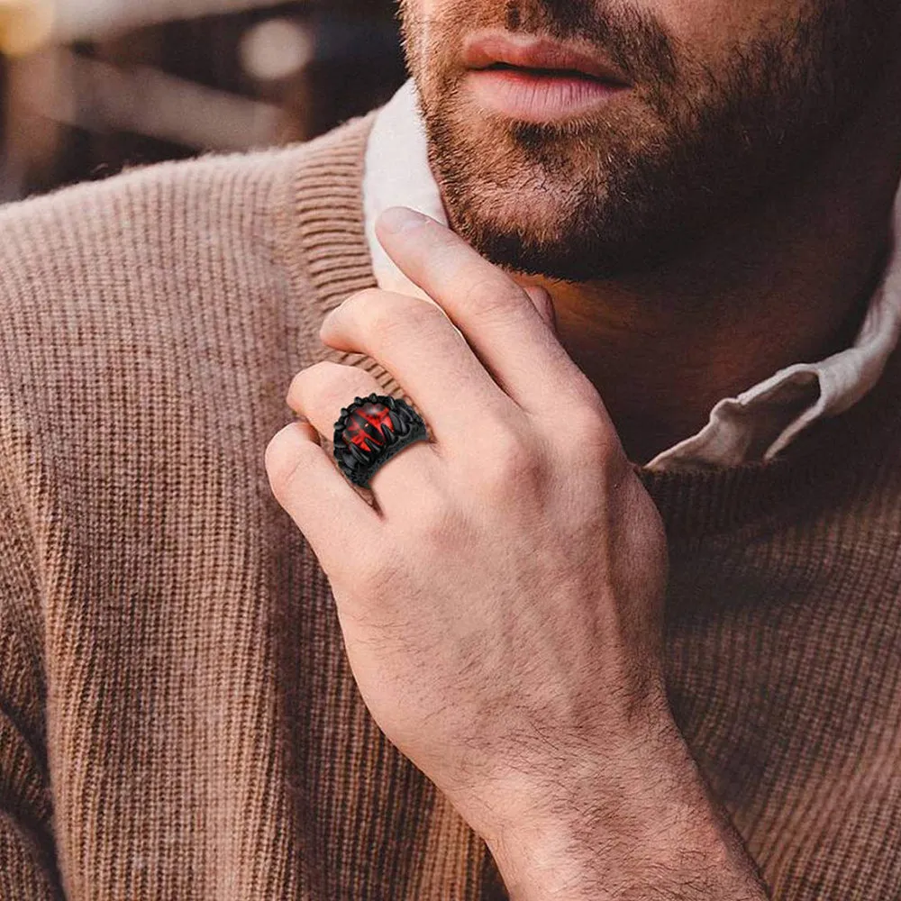 Gothic Dragon Teeth Red Evil Eyes Ring For Men sold by FaithHeart product image thumbnail 2