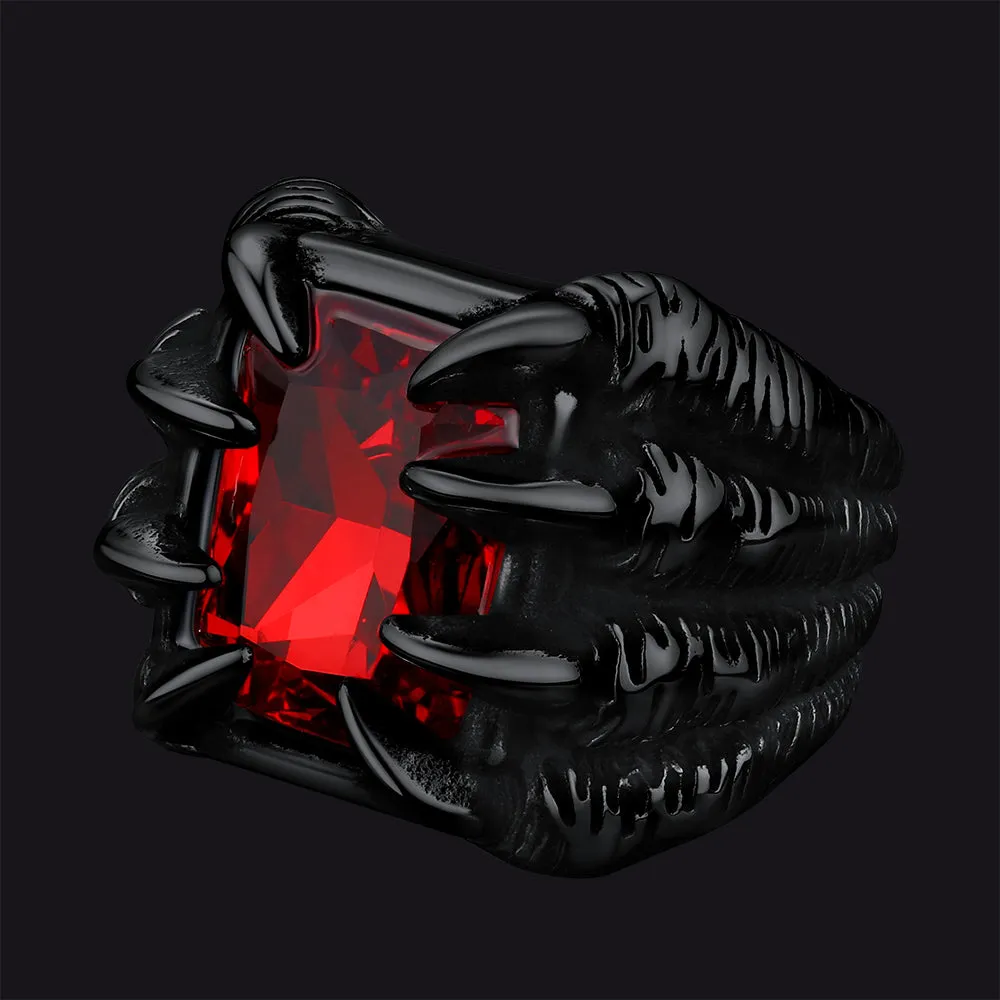 Crystal Dragon Claw Stainless Steel Gemstone Ring For Men sold by FaithHeart