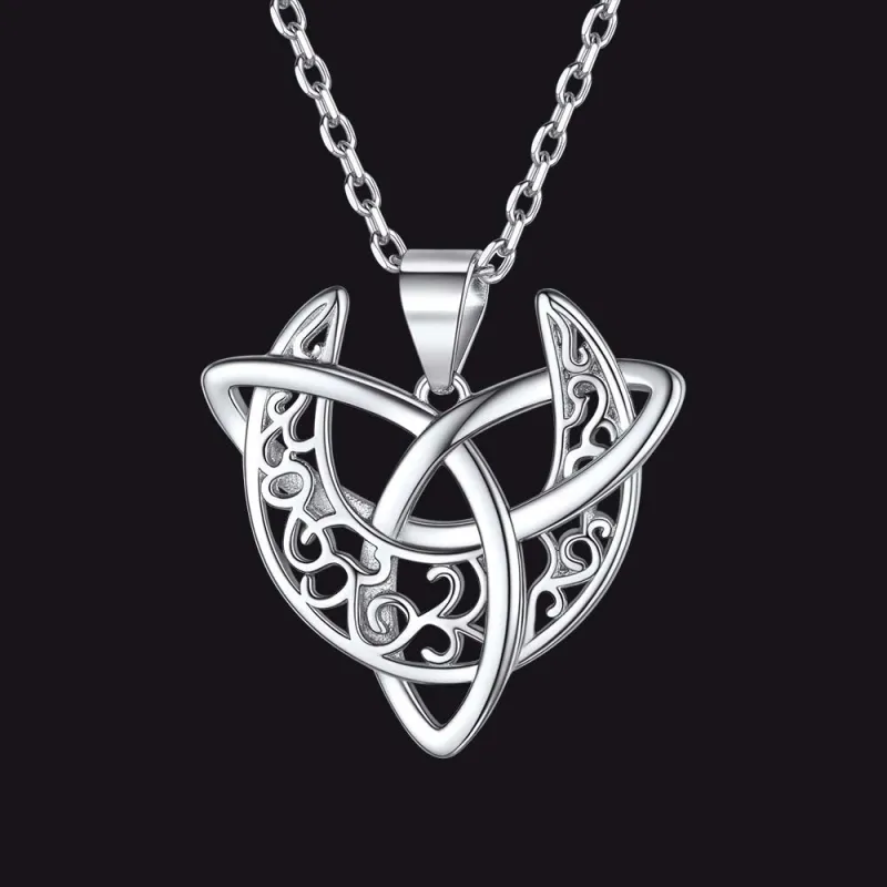 Sterling Silver Celtic Knot Crescent Moon Necklace sold by FaithHeart