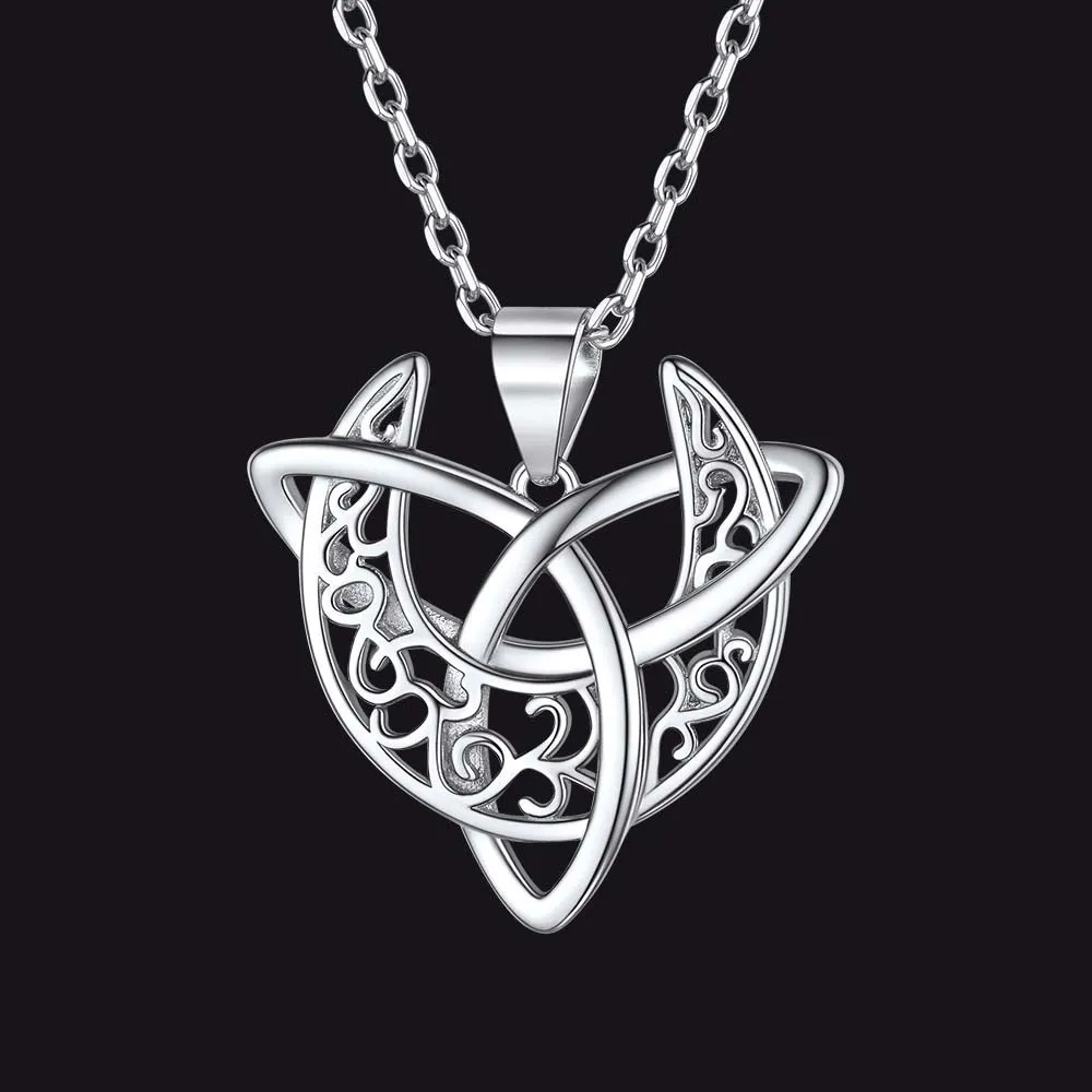 Sterling Silver Celtic Knot Crescent Moon Necklace sold by FaithHeart