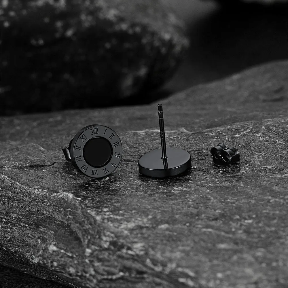Sterling Silver Roman Numerals Black Onyx Stud Earrings sold by FaithHeart product image thumbnail 4