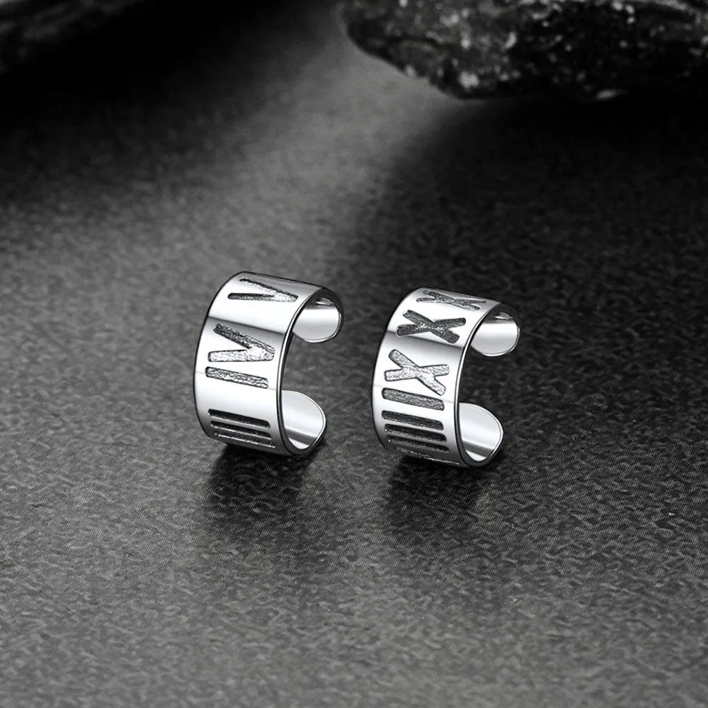 Sterling Silver Roman Numerals Non Pierced Ear Cuff Earrings Clip for Men sold by FaithHeart product image thumbnail 3