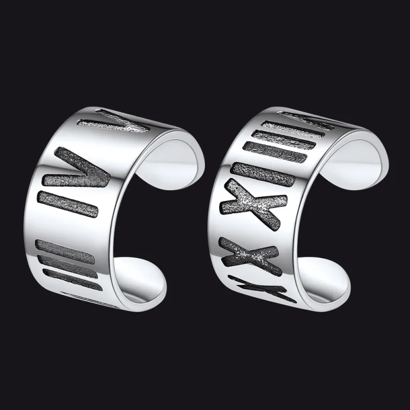Sterling Silver Roman Numerals Non Pierced Ear Cuff Earrings Clip for Men sold by FaithHeart