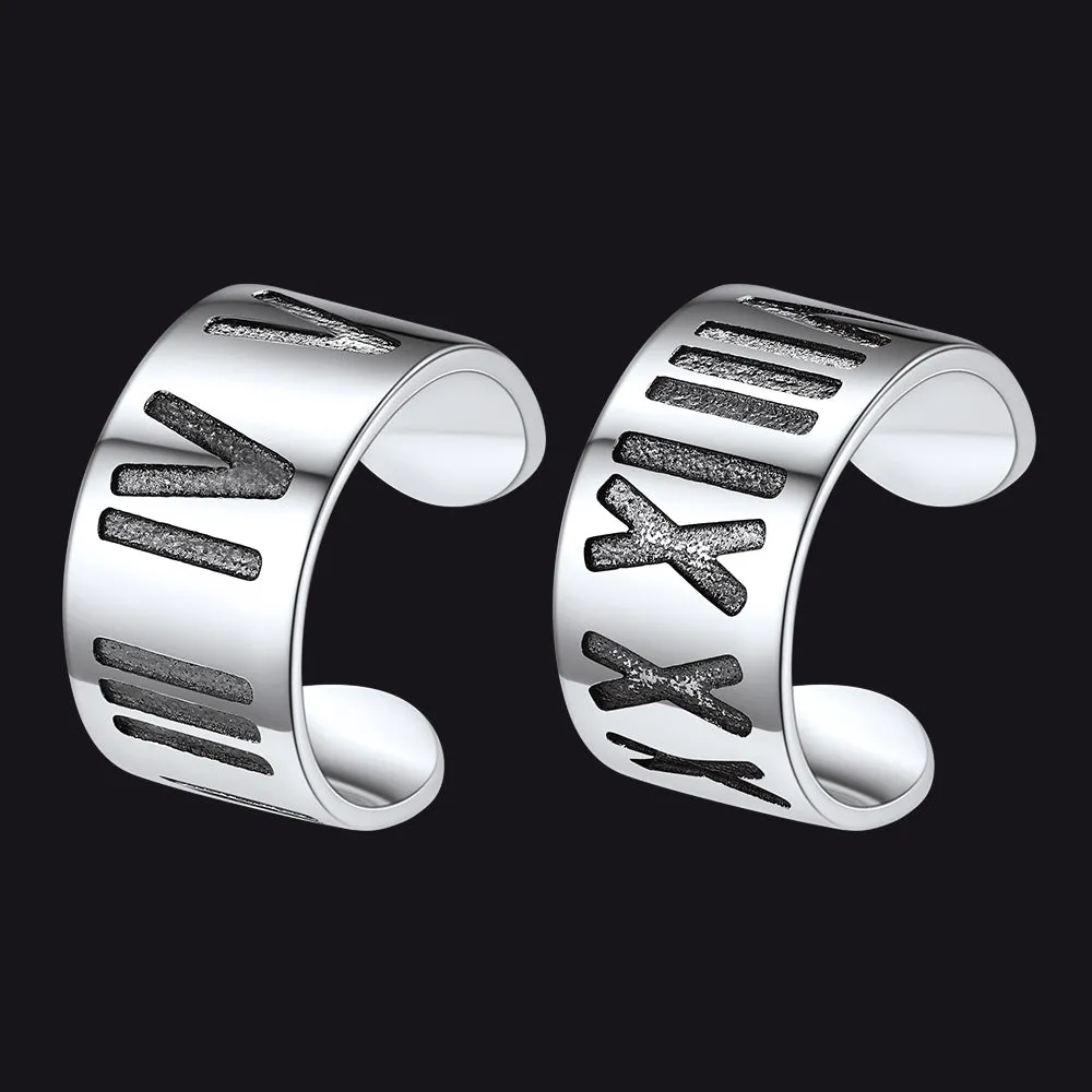 Sterling Silver Roman Numerals Non Pierced Ear Cuff Earrings Clip for Men sold by FaithHeart