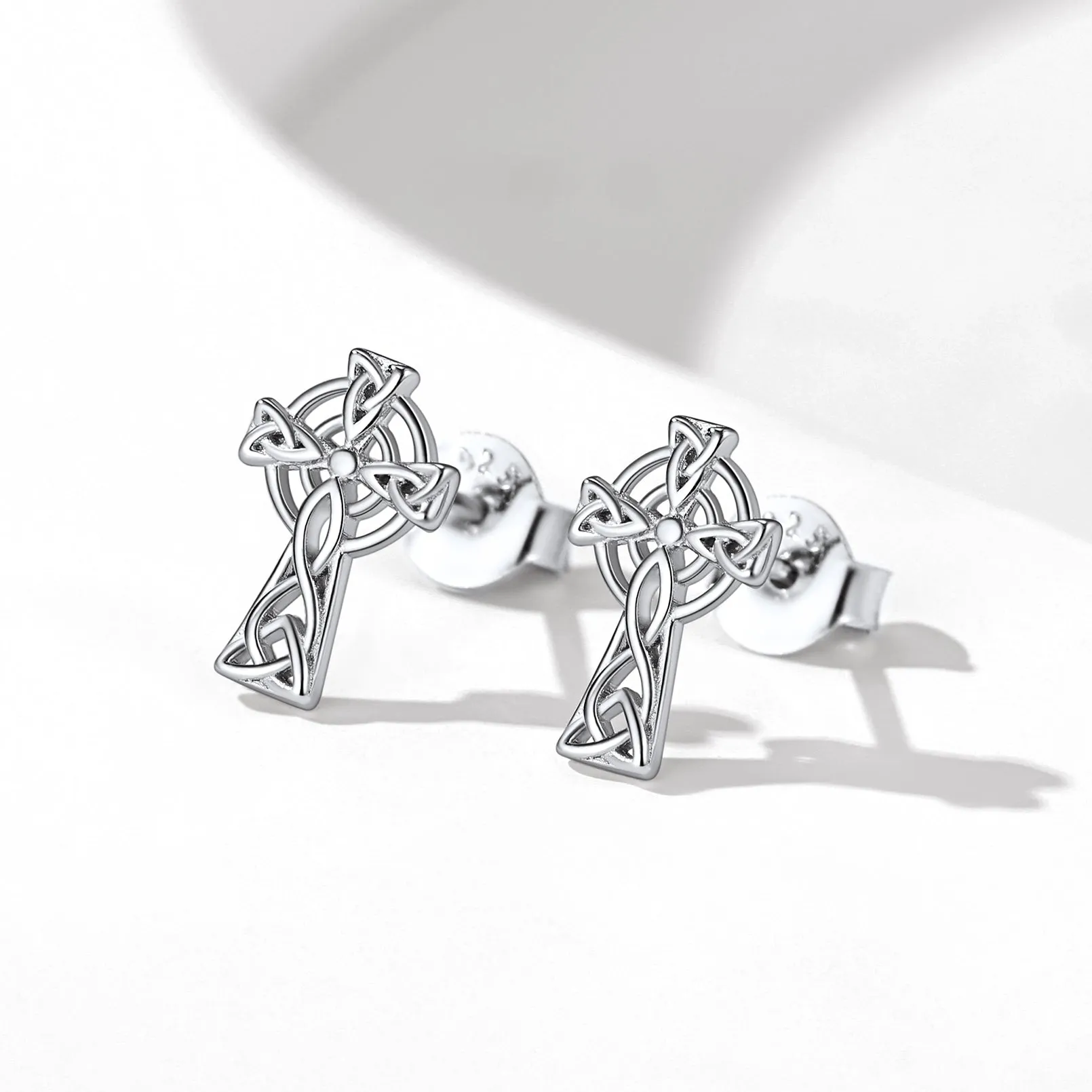 Silver Celtic Cross Stud Earrings for Women sold by FaithHeart product image thumbnail 4