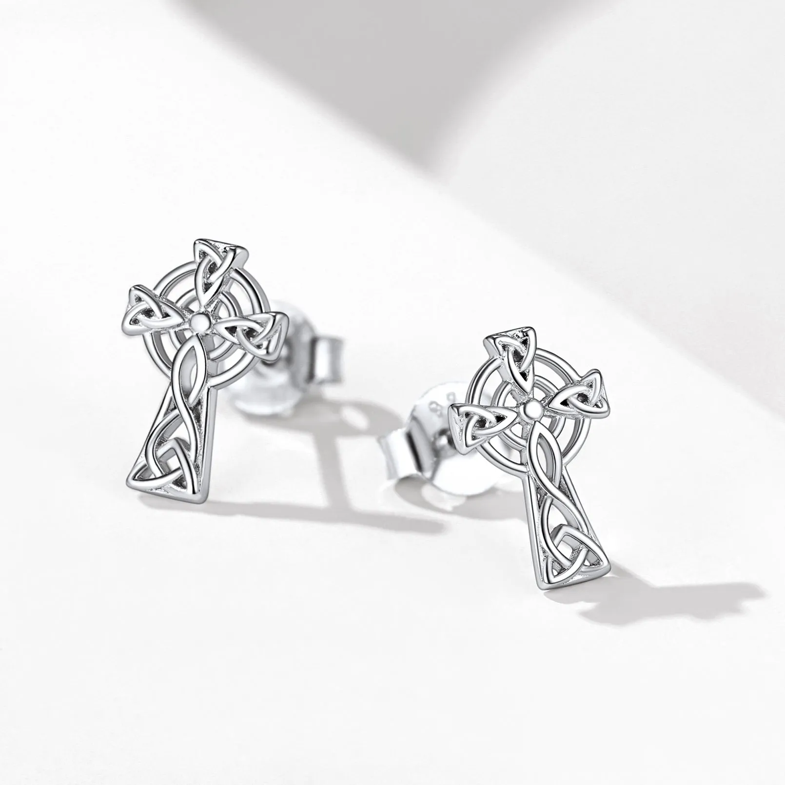 Silver Celtic Cross Stud Earrings for Women sold by FaithHeart product image thumbnail 3