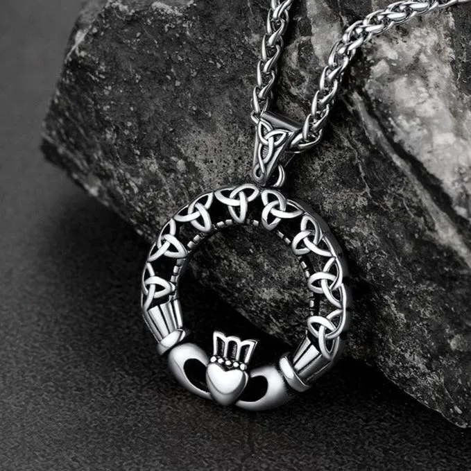 Claddage Circle Celtic Knot Pendant Necklace for Men/Women sold by FaithHeart product image thumbnail 2