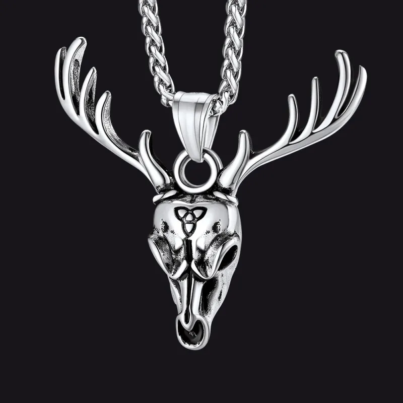 Viking Deer Necklace With Celtic Knot Christmas Gift for Men Women sold by FaithHeart